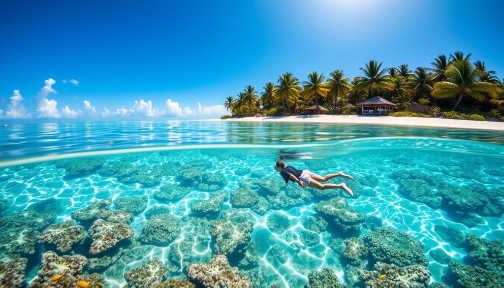 aktivitas snorkeling di pantai